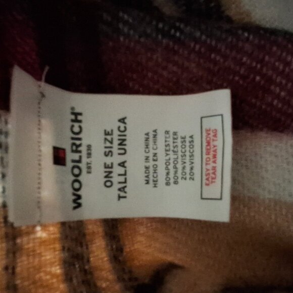 WOOLRICH Poncho Cape Shawl Wrap Cream Tan Burg Plaid Blanket Wrap Layer One Size - Picture 5 of 7